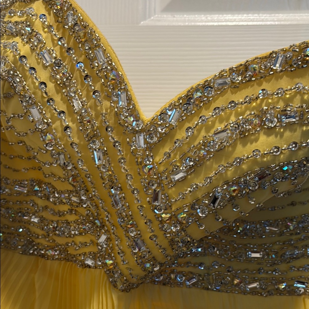 Night Moves Yellow Embellished Bustier Maxi Dress